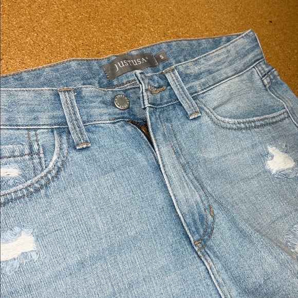Just USA Frayed Light Blue Jean Shorts - Picture 2 of 5